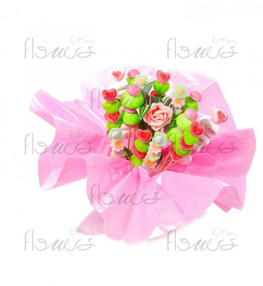 Un bouquet de fleurs en bonbons.
